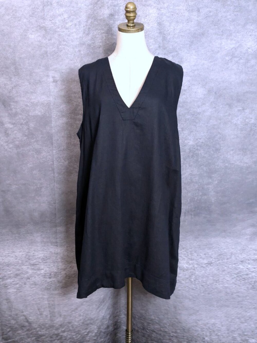 Tuckernuck Melanie Navy Blue Linen V-Neck Dress XXL Sleeveless Coastal Beach